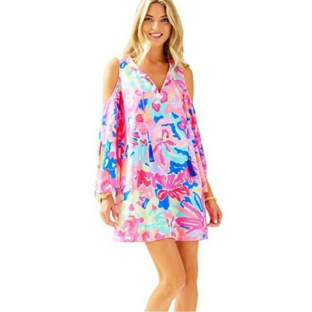 Lilly Pulitzer Benica tunic dress off shoulder szS